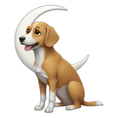 Dog holding a moon sticker