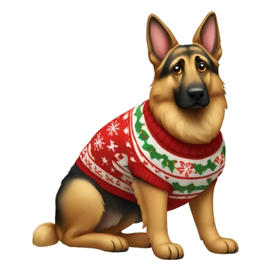 full body german shepherd wearing a christmas sweater  sticker