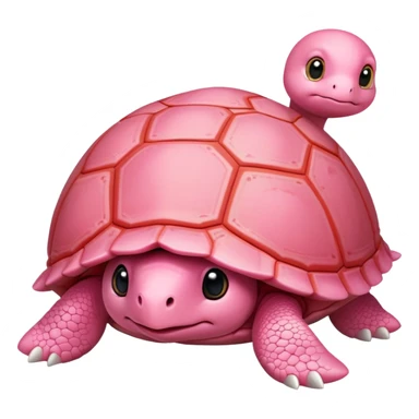 light pink turtle with a much bigger head in chibi style, red shell, cute, adorable, looks like a stuffed animal with no details in skin sticker