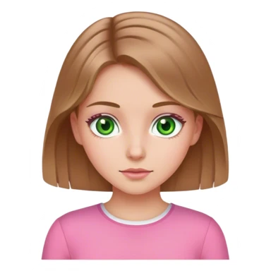 Girl with brown-blondish hair green ayes white skin that is wearing a pink outfit  sticker