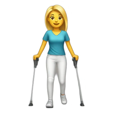 Woman with leg cast on crutches sticker