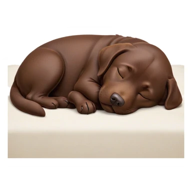 Meme-Worthy Cute Sleeping Chocolate Labrador Portrait Emoji, Head resting peacefully with a contented smile, showcasing a delightfully robust build and a luxuriously soft chocolate Fur, eyes shut in a serene nap, Simplified yet hilariously adorable features, highly detailed, glowing with a soft, drowsy light, high shine, relaxed and utterly lovable, stylized with an air of playful laziness, bright and heartwarming, soft glowing outline, capturing the essence of a comically sleepy companion, so meme-worthy it feels like it could instantly become the next viral sensation of adorable slumber! sticker