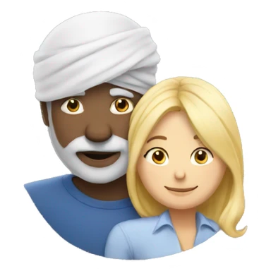 Turban older Man from africa hugs detective hat older blonde European  sticker