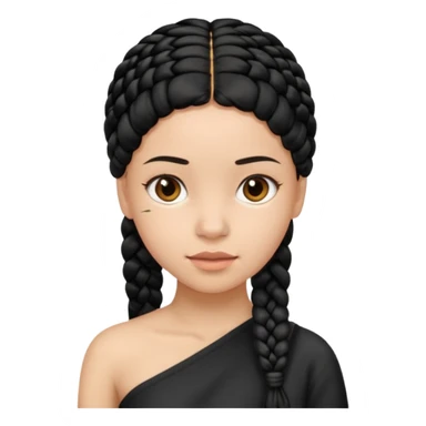 Girl with black braid  on one shoulder that is plain at the head sticker