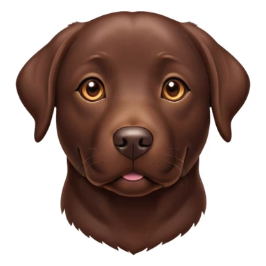 Cinematic Noble Chocolate Labrador Portrait Emoji, Poised and regal, with a robust, muscular build and a rich, glossy chocolate Fur, deep-set soulful brown eyes, Simplified yet sharp and sophisticated features, highly detailed, glowing with a soft, dignified glow, high shine, intelligent and gentle, stylized with an air of confidence, focused and attentive, soft glowing outline, capturing the essence of a watchful and loving companion, so majestic it feels as though it could bound out of the screen with effortless authority! sticker