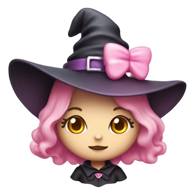 Hello kitty with witch pastel pink hat sticker