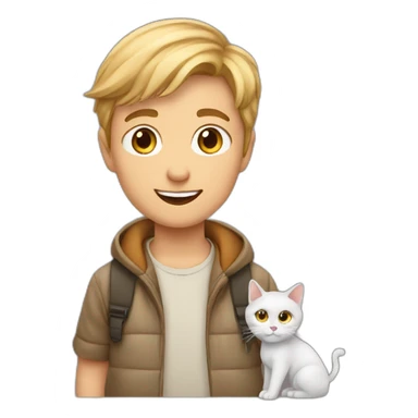 Garçon avec chat sur la tête sticker