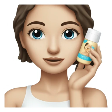 White Skin care on white freackles skin of a brunett blue eyed girl using skin care products  sticker