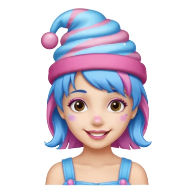 candy hatted girl from candyland blue pink mixed hair sticker