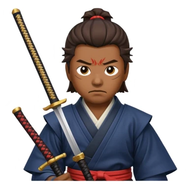 Samurai with brown skin and samurai sword sticker