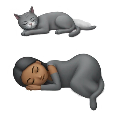 Girl and grey cat sleeping  sticker