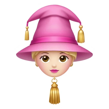 Pink light gradient gradation hat with gold tassel sticker
