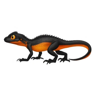 Black Shiny Lizard-Reptile-Raptor-Fakémon with Orange belly Full Body sticker