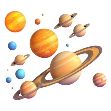 detailed 3D solar system with sun and planets sticker