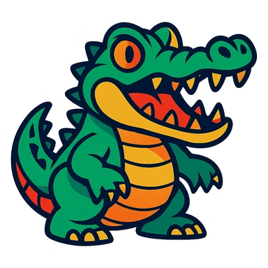 vibrant toon-style crocodile with bold colors and exaggerated features sticker