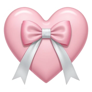 Light pink heart with white ribbon bow sticker