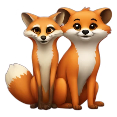 Fox and meerkat  in love sticker
