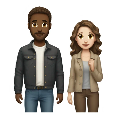 White skin brown hair couple in love sticker