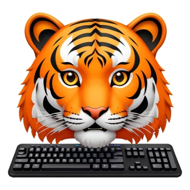 tiger face with gaming keyboard for PC gamers Twitch emote sticker