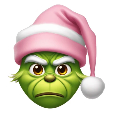 Grinch with a light pink santa hat sticker