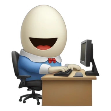 Humpty Dumpty using a computer sticker