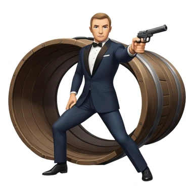 James Bond in iconic gun barrel pose, 007 agent sticker
