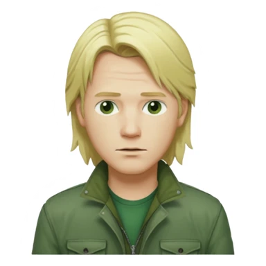 james silent hill a man with blonde long  hair and green jacket sticker