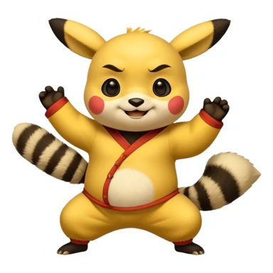 Pickachu with Kung fu panda po sticker
