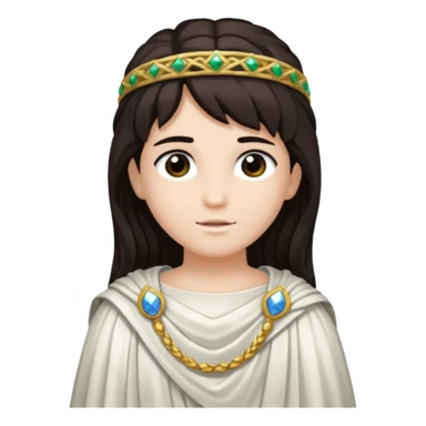 Libera from Roman Deities with long dark brown hair, black sequin toga sticker