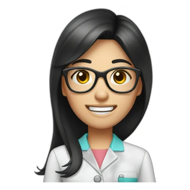 Dentist-girl-eyesmile-glasses-black middle straight hair sticker