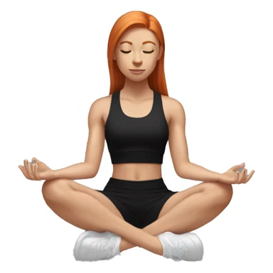 Aesthetic Ginger girl straight hair in black gym fit full body meditating  sticker