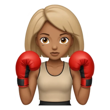 Black lady with beige clothes boxing with beige gloves sticker