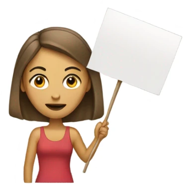 woman holding placard on stick sticker