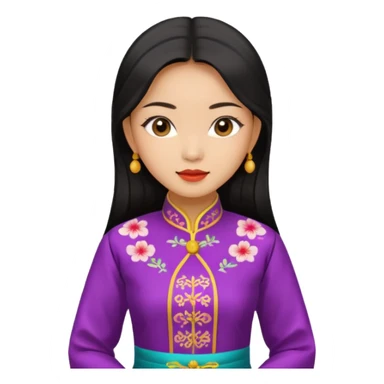 Asian girl wearing traditional ao dai Vietnamese clothes sticker