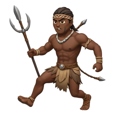an angry tribal man holding a spear and running left sticker