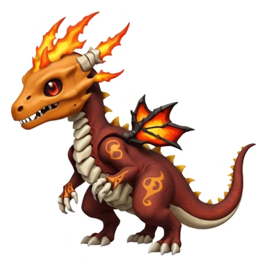 Skeletal Fiery Volcanic Cubone-Salandit-Marowak-Duskull-dragon sticker