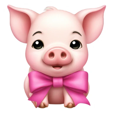 Sleepy baby pig with pink bow  sticker