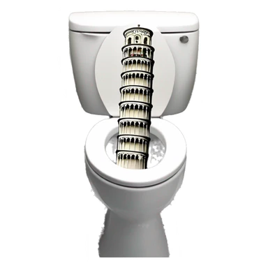 leaning tower of pisa inside of toilet  sticker