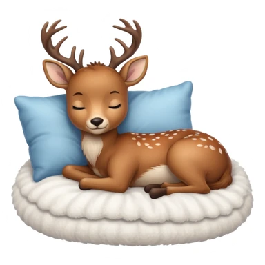 Cute deer sleeping in bed sticker