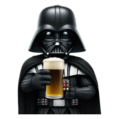 Dark vader holding a beer sticker