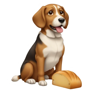 dog with bread sticker