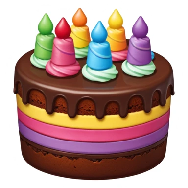 decadent double fudge cake with strawberry filling, decorated with rainbow icing and a festive look sticker