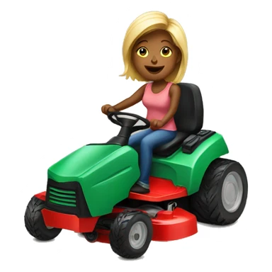 woman on a lawnmower sticker