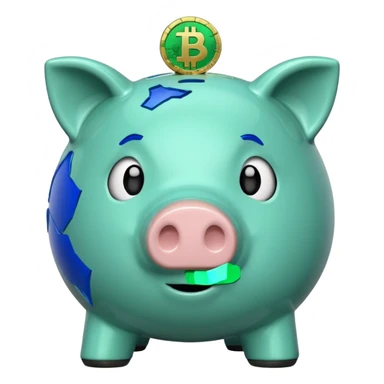 with piggybank with crypto  sticker