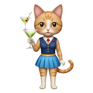Cat in a mini skirt drinking a martini sticker