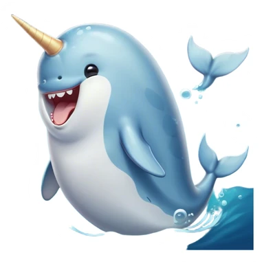 Cinematic Cute Yawning Narwhal Portrait Emoji, Head tilted slightly with a dramatic, wide-open yawn, showcasing a sleek, graceful form and a subtly curved tusk, sleepy eyes half-closed in drowsy contentment, Simplified yet irresistibly adorable features, highly detailed, glowing with a soft, cozy oceanic glow, high shine, relaxed yet expressive, stylized with a touch of whimsical charm, bright and endearing, soft glowing outline, capturing the essence of a drowsy yet affectionate sea guardian that seems ready to drift out of the screen for a nap! sticker