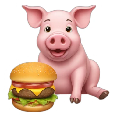 Pig eat burger sticker