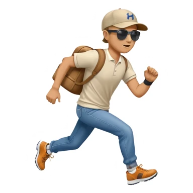 Man in plane clothes running after hyundai ionic sticker