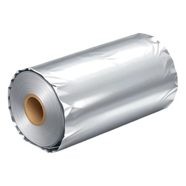 A roll of aluminum foil (papel aluminio) sticker