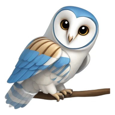 Barn Owl with blue and white strips sticker